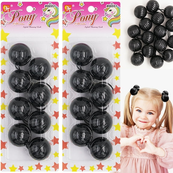 8 Pcs 40mm Large Ball Hair Ties Ponytail Holders Twinbead Bubble Balls Hair Accessories for Girls Kids Toddler (Black)