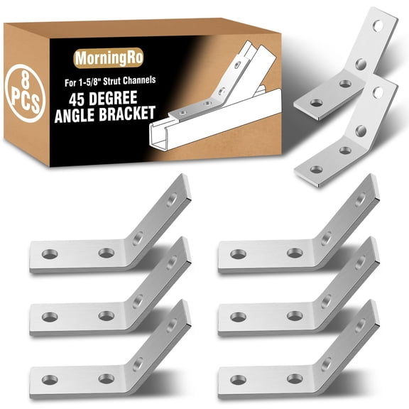 8 Pcs 45 Degree Strut Channel Bracket Silver 5.7mm Carbon Steel