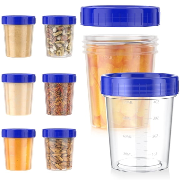 8 Pcs 4oz Freezer Storage Containers with Lids Soup Containers with Lids Airtight Condiment Cups for Salad Dressing, Meal Prep, Snack, 2.91x1.97 Inch, Silver