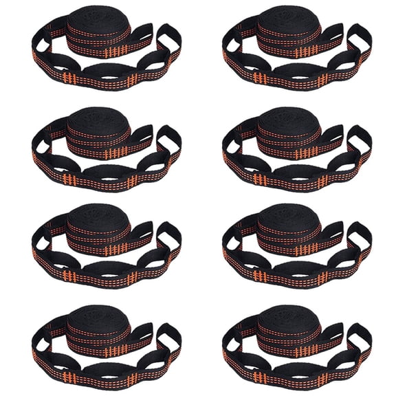 8 Pcs 5-Ring High Load-Bearing Hammock Straps Reinforced Polyester for Home Outdoor Hammock-Orange