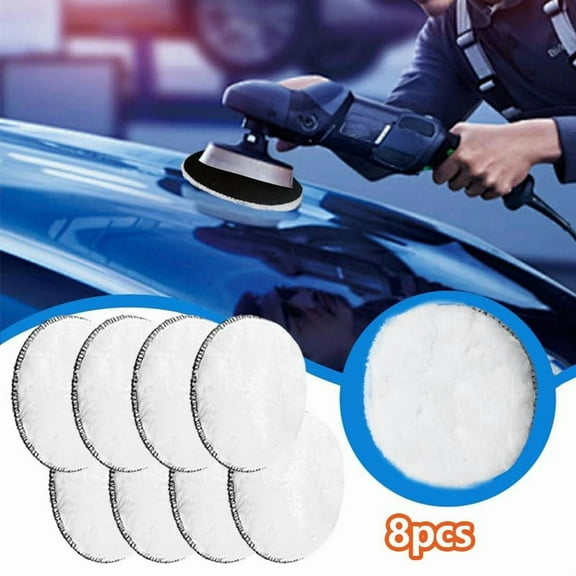 8 Pcs 5" Wool Polishing Pad Hook and Loop Buffing Wheel for Orbital Polisher Buffer,Car Washing&Maintenance,Polishing Machines Accessories kit care