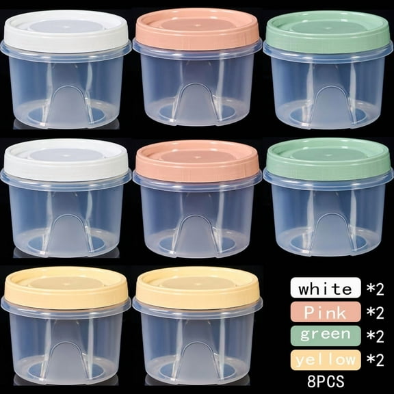 8 Pcs 500ml Round Food Fresh Keeping Box Kitchen Refrigerator Storage Container Fruits Snacks Sealed Jar Microwave Heating