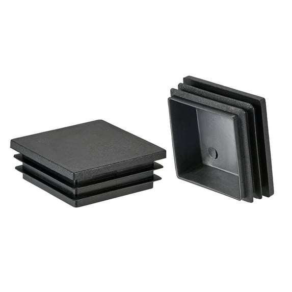 8 Pcs 50mmx50mm(2inch) Plastic Tubing Plug Square Post End Caps for Handrail Stair Newel Guardrail Tube Black