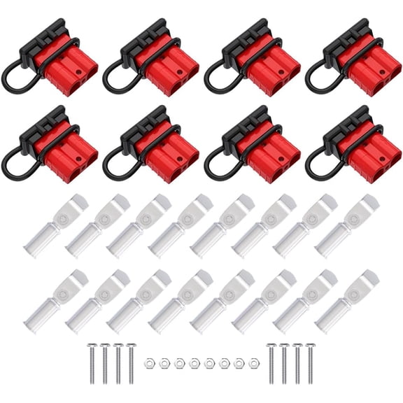 8 Pcs 6-10 Gauge Anderson Connector Plug 50A 12-36V Battery Quick Connector Red Battery Quick Disconnect Wire Harness Plug Kit for Winch Car Auto Trailer Driver Electrical Devices