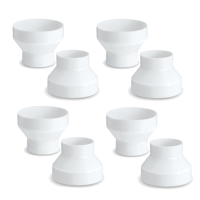 8 Pcs 6 to 4 Inch Duct Reducer Increaser ABS Air Duct Adapter Duct Fan or Dryer Vent Adapter  Pipe Connector, White