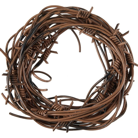 8 Pcs 65.6 Foot Fake Rusted Barbed Wire Decoration Halloween Plastic Faux Barb Wire Prop Western Decor for Cowboy Christmas Party (Rust Red)