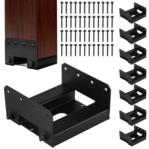 8 Pcs 6x6 Post Bases for Concrete, Heavy Duty Steel Post Brackets with 1" Standoff, Black Coated Fence Post Anchors for Deck, Porch, , Pergola, Inner Size 5.6x5.6$$Tools & Hardware Other