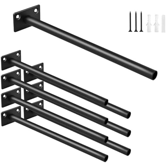8 Pcs 8" Black Steel Floating Shelf Bracket Blind Shelf Supports - Hidden Brackets for Floating Wood Shelves - Concealed Blind Shelf Support – Screws and Wall Plugs Included