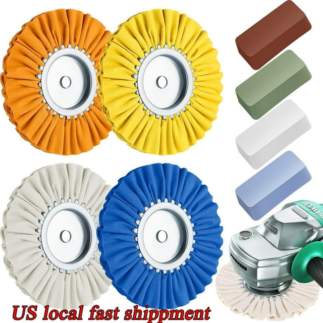 8 Pcs 8 Airway Buffing Wheel Aluminum Wheel Polishing Kit In Diameter 5