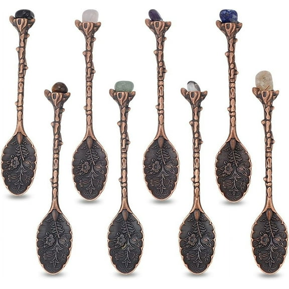 8 Pcs 8 Styles Spoon Carved Coffee Spoon Spoon Retro Spoon Alloy Spoon for Cafe Tableware Coffee Bar Ice Cream Home Office Party