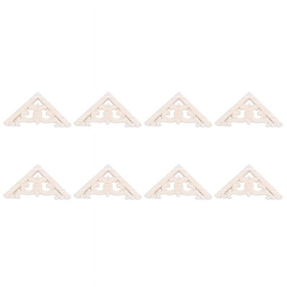 8 Pcs 8 x 8cm Wood Carved Corner Onlay Applique Decor Furniture Craft Unpainted