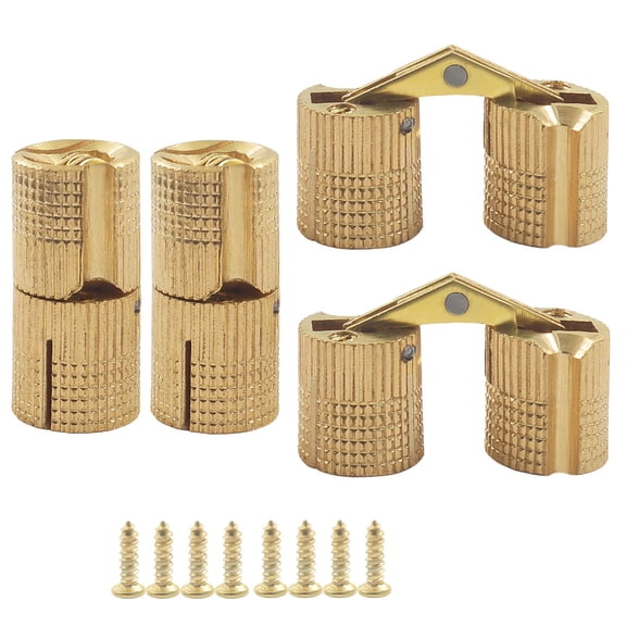 8 Pcs 8mm Invisible Brass Barrel Hinges, 180 Degree Opening Angle Concealed Hidden Cabinet Furniture Hinges for DIY Jewelry Box/Hand Craft