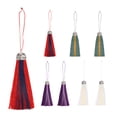 thumbnail image 1 of 8 Pcs 9.8" Silky Double Color Tassels, Handmade Soft Floss Craft Tassels with Loop for Keychain (4 Color , MultiColor ), 1 of 6