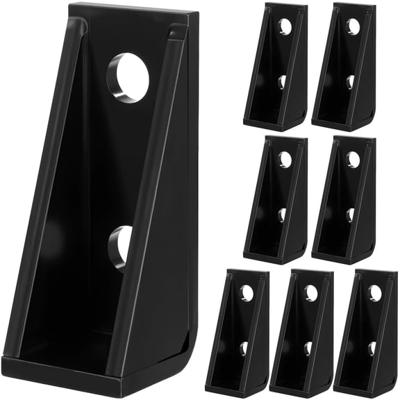 8 Pcs 90 Degree Gusseted Fittings for 1-5/8" Strut Channel,3-Hole Welded Corner Braces,Heavy Duty Carbon Steel Corner Right Angle Connector Braces,Fit 1/2" Bolts(Black)