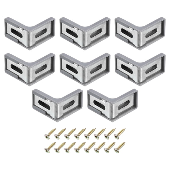 8 Pcs 90 Degree Plastic Corner Braces, 28x17.5x28mm Shelf Right Angle Brackets with Screws, Gray