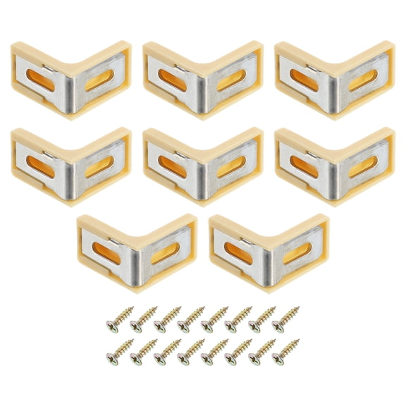 8 Pcs 90 Degree Plastic Corner Braces, 28x17.5x28mm Shelf Right Angle Brackets with Screws, Yellow