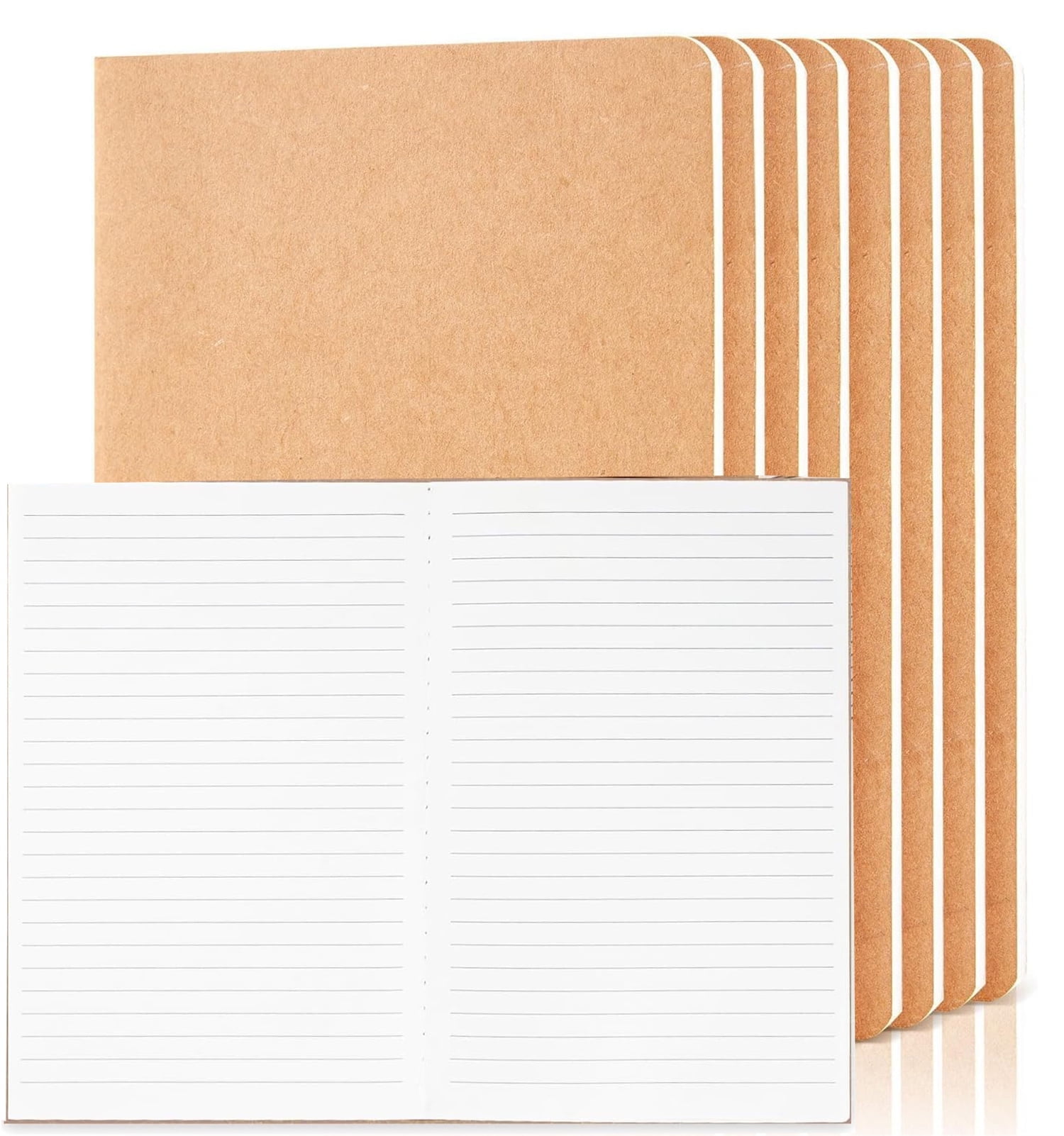 8 Pcs A5 Kraft Paper Notebooks,Journal Softcover Notebooks,5.5 x 8.3 Inch Lined 60 Pages 30 Sheets Memo Note Pad, Travel Journal Set,Notebook Journals for Travelers, Students and Office Supplies