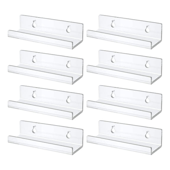 8 Pcs Acrylic Floating Shelves,Transparent Record Wall Shelf,Wall Mount Acrylic Album Display Holder,Home Storage Rack,Transparent Album Holder for Vinyl Record Dvd Photo Picture Makeup,(8 PCS)