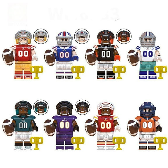 8 Pcs Action Figures Building Blocks Toys Set, Collectible 1.77 Inchs Minifigures Building Kits Awesome Nfl Gift for Kids Fans of the Character Building Toys