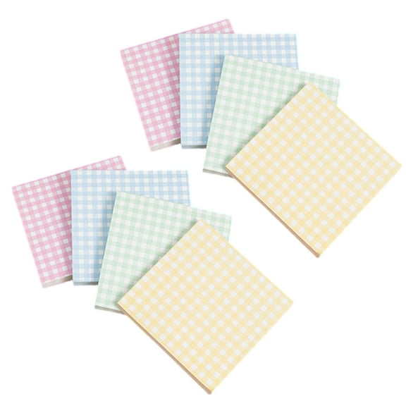 8 Pcs Adhesive Note Plaids Element Memos Pad Colorful Grid Note Pad