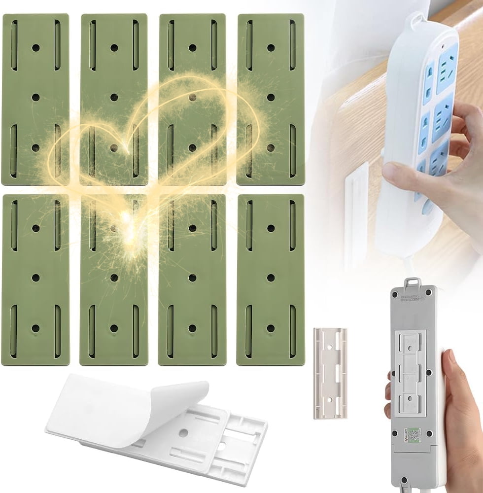 8 Pcs Adhesive Punch-Free Socket Holder, 2025 Upgraded Power Strip ...