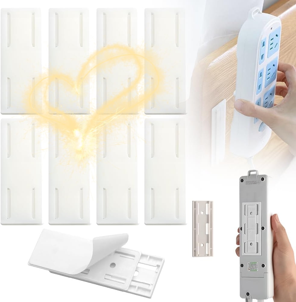 8 Pcs Adhesive Punch-Free Socket Holder, 2025 Upgraded Power Strip ...