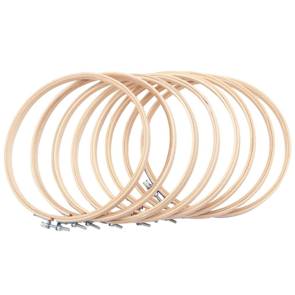 8 Pcs Adjustable Bamboo Embroidery Hoops, Round Wooden Circle Hoop Rings for Art Craft Sewing Projects