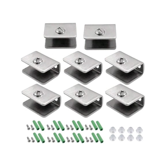 8 Pcs Adjustable Glass Shelf Brackets Stainless Steel Square Holder Support 5-8 Mm Thick Glass Durable Sturdy Corrosion Resistant Easy Install Heavy Duty