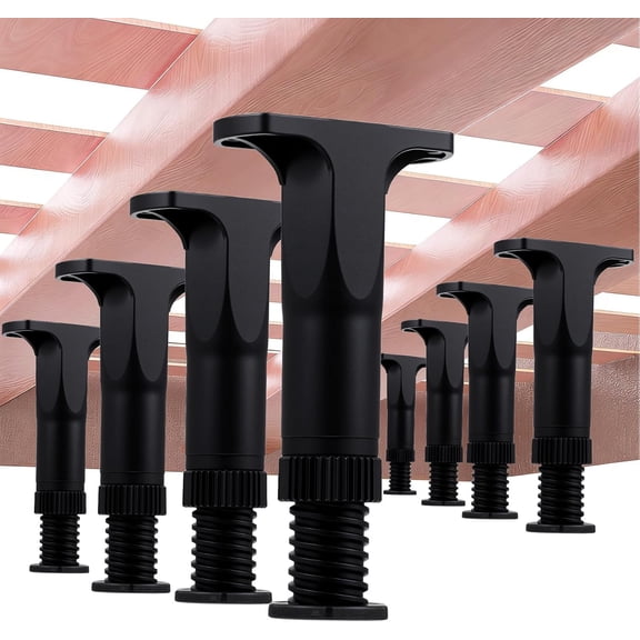 8 Pcs Adjustable Height Bed Support Legs, 5.1"-8.7" Bed Frame Legs for King Queen Bed Slats Bed Slat Support Bed Frame Center Support Furniture Leg Replacement Kit