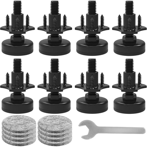 8 Pcs Adjustable Leveling Heavy Duty Leg Levelers Feet Furniture Levelers Table Feet for Chair/Cabinet/Dresser/Bench/Sofa,Support 1320LBs, T-Nut Kit 3/8-16 Thread, Large Base (Black)