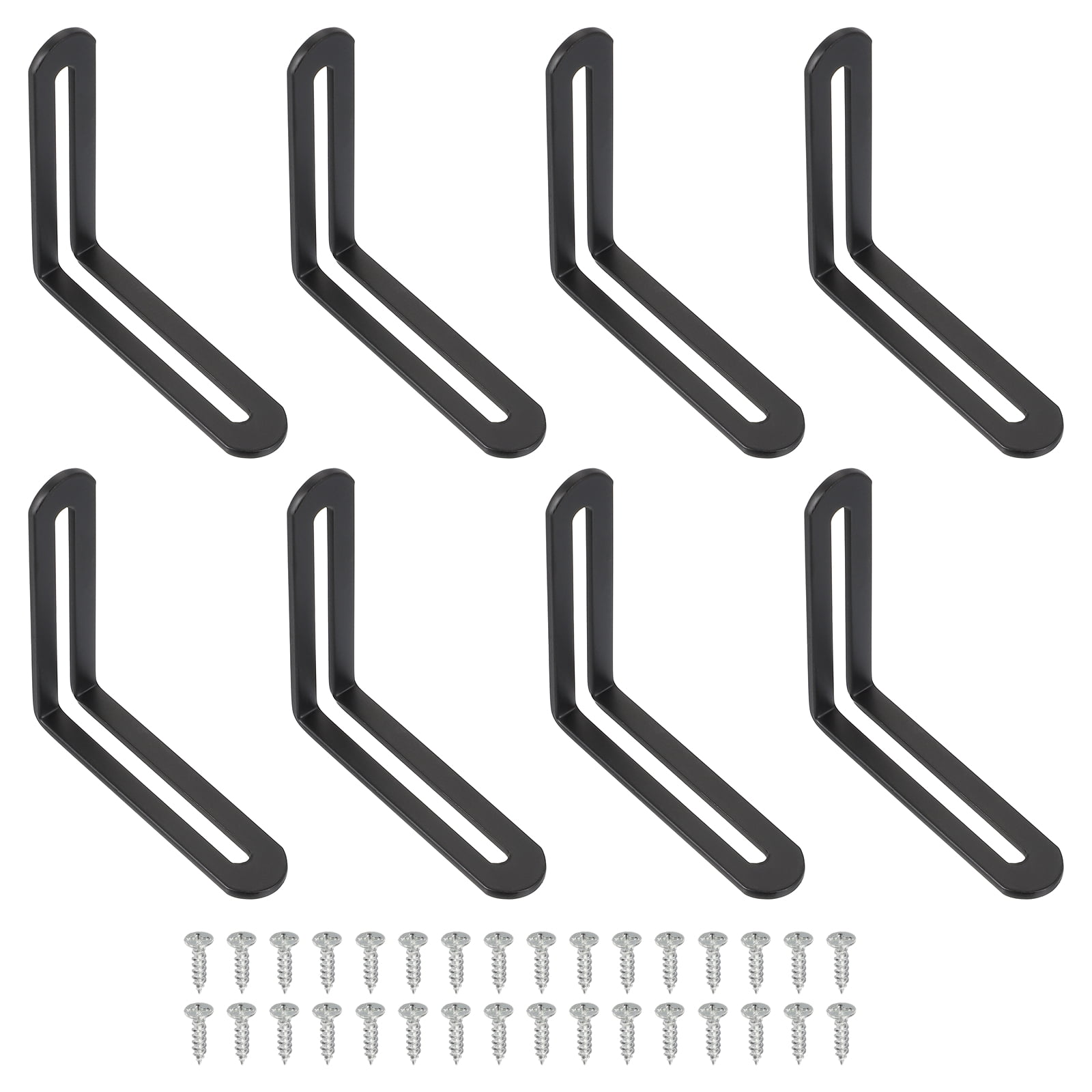 Uxcell 8 Pcs Adjustable Right Angle Brackets, Slotted L-Shape Corner Bracket 3.1"x0.7"x3.1", 90 Degree Steel l Bracket Support for Shelves, Wood Furniture Construction, Black