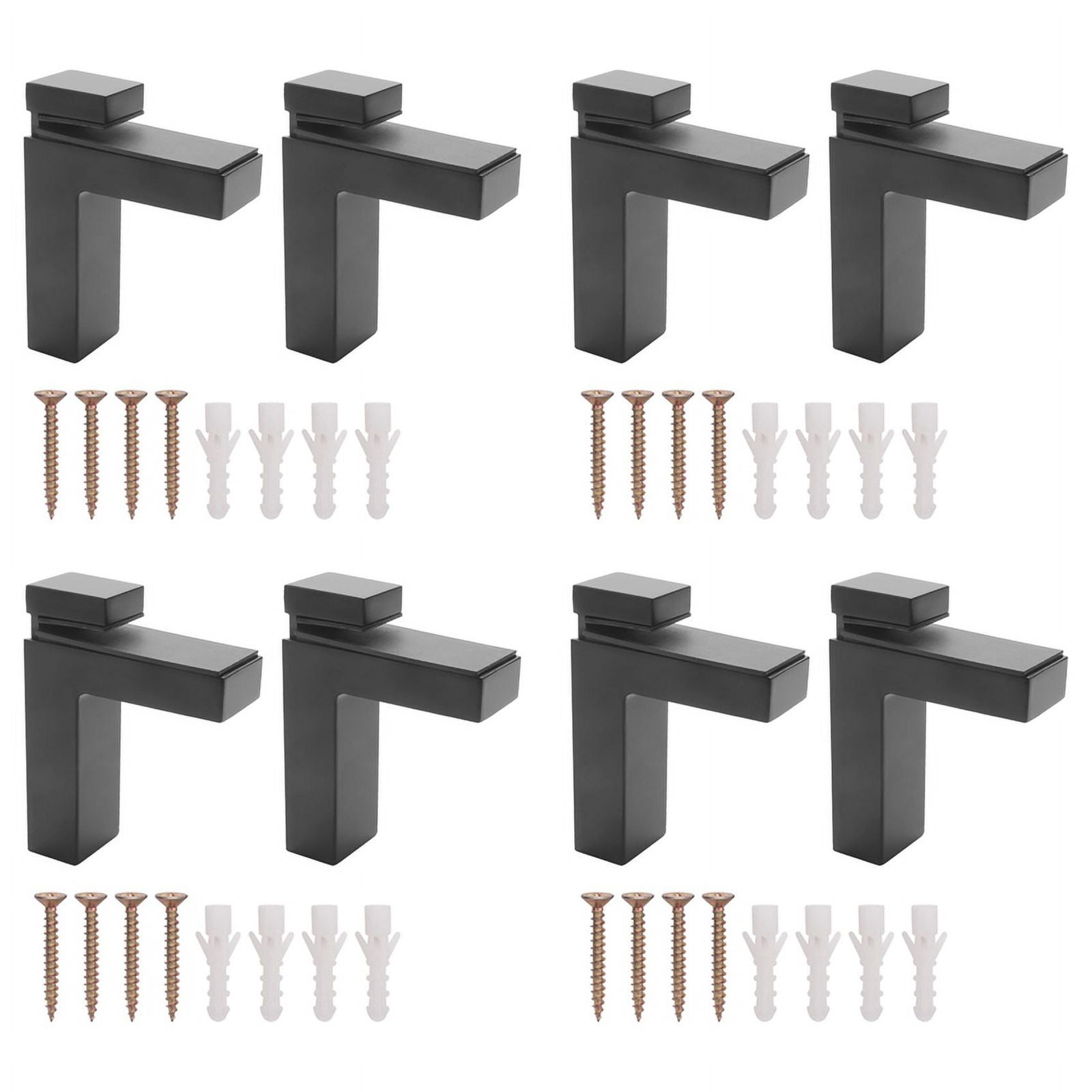 8 Pcs Adjustable Wood/Glass Shelf Bracket Wall Mount Heavy Duty Floating Brackets for 3-28mm Thick Shelves,Black