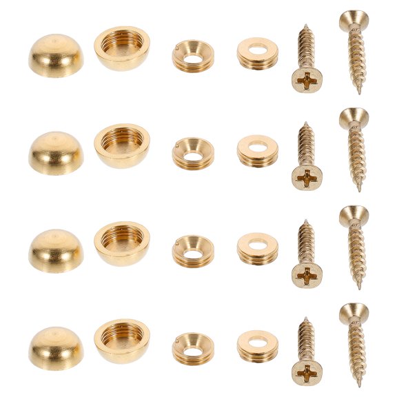 FUEENIRVA Golden Copper Mirror Mounting Screws with Decorative Caps for Wall Hanging and Home Decoration