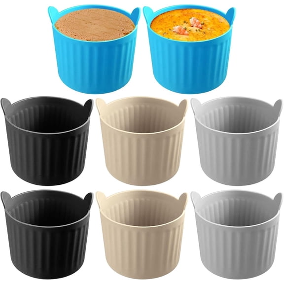8 Pcs Air Fryer Baking Ramekins Premium Food-Grade Silicone Mold Cups Non-Stick Air Fryer Accessories Air Fryer Egg Molds for Eggs, Cupcakes, Muffins, Puddings, Tarts, Custards