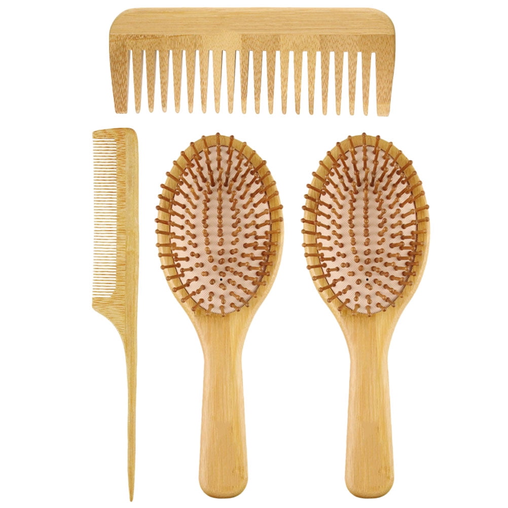 8 Pcs Airbag Comb Hair Portable Scalp Massage Wooden Bamboo Wide Tooth Combs Women's
