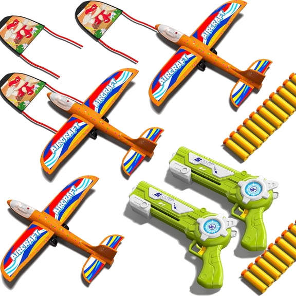 8 Pcs Airplane Toy, 12.6" Toy Airplane , Flying Toys for Age 3-12 Years Old(13.59"x3"x8") (13.59"x3"x8") Green+Red