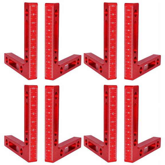 8 Pcs Aluminium Alloy 90 Degree Positioning Squares Right Angle Clamps Woodworking Carpenter Tool Corner Clamping Square,8 x right angle clamp jig,Red