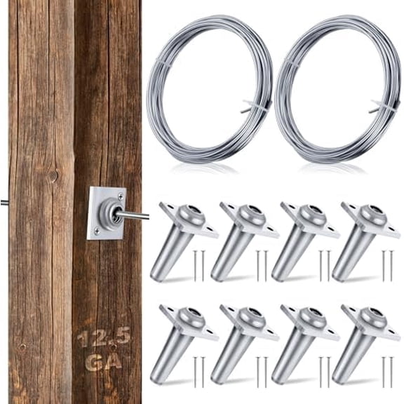 8 Pcs Anchor Wire Vise Anchor Vise with Screws Grape Trellis 2 Rolls Galvanized Wire Stainless Steel Wire Braces Wire for Tightening 12.5 Gauge Wire to Build Trellises, Vineyards, Fences and Arbors