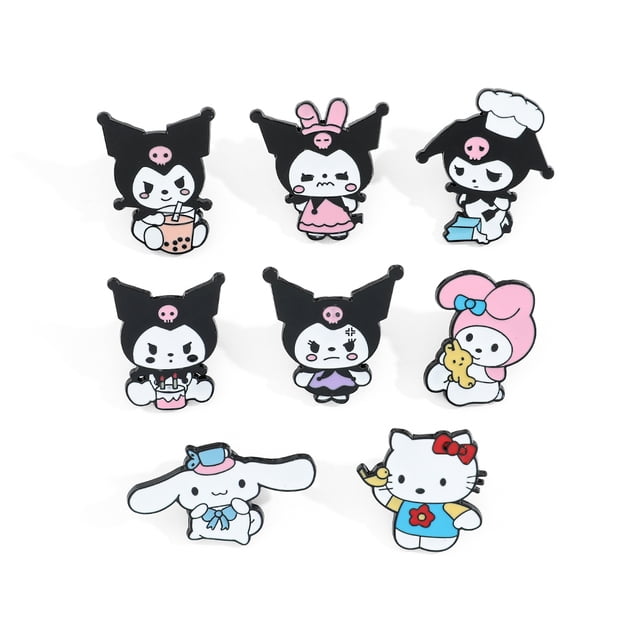 8 Pcs Animal Hello Kitty Brooch Angry Princess Kulomi Melody Lapel Pin ...