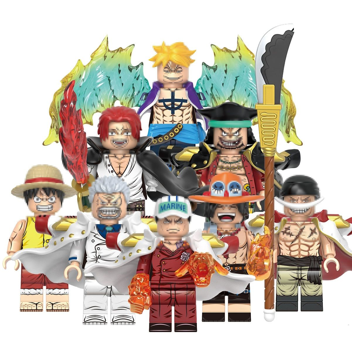 8 Pcs Anime One Piece Mini Action Figures Building Blocks Toys Kits for