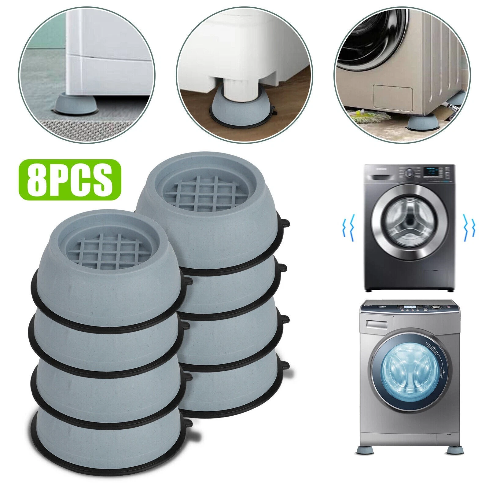 8 Pcs Anti Vibration Washing Machine Support Anti-Slip Rubber Feet Base Pads Mat