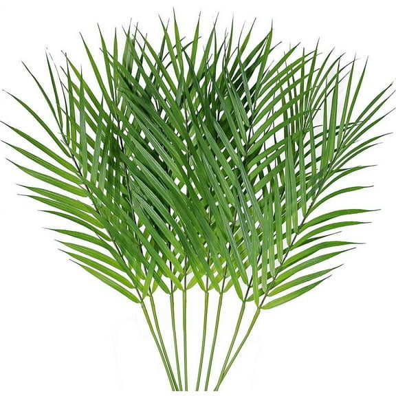 8 Pcs Artificial Areca Palm Leaves Stems Greenery Tropical Palm Tree Leaves Plants Faux Monstera Leaves for Palm Sunday Floral Arrangement Hawaiian Luau Jungle Beach Wedding Party