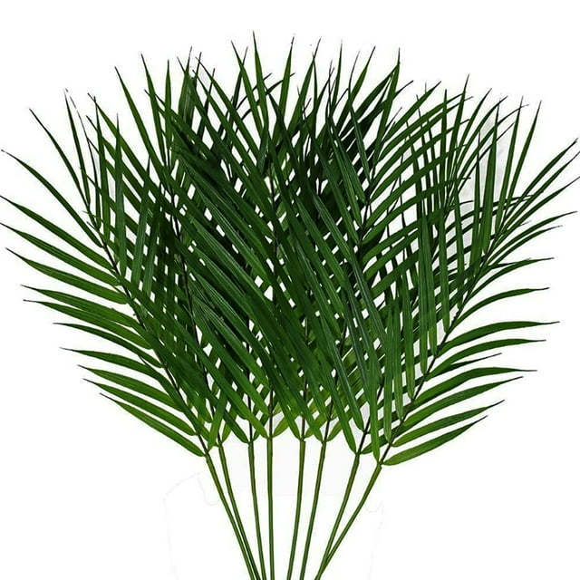 8 Pcs Artificial Areca Palm Leaves Stems Greenery Tropical Palm Tree