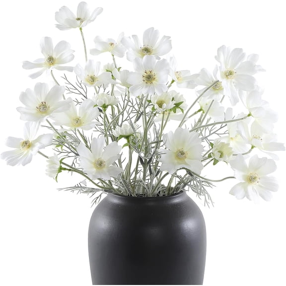 8 Pcs Artificial Cosmos Silk Flowers, Fake Floral Plants for Wedding Bouquets Table Centerpieces Home Kitchen Garden Party Decor(White)