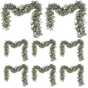 8 Pcs Artificial Eucalyptus Garland, 70.9 in / 180 cm Fake Greenery Garland with Gypsophila, Plastic Hanging Vines Greenery Decor for Home, Office, Wedding Backdrop Arch Wall Decoration