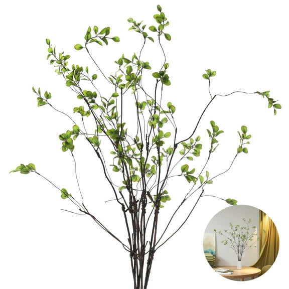 8 Pcs Artificial Greenery Stems for Home Decoration, Faux Greenery Stems with Small Leaves, 37.8 Inches Long Black Thin Stems for Vases, Flexible and Quality, Perfect for Weddings and Indoor Spaces