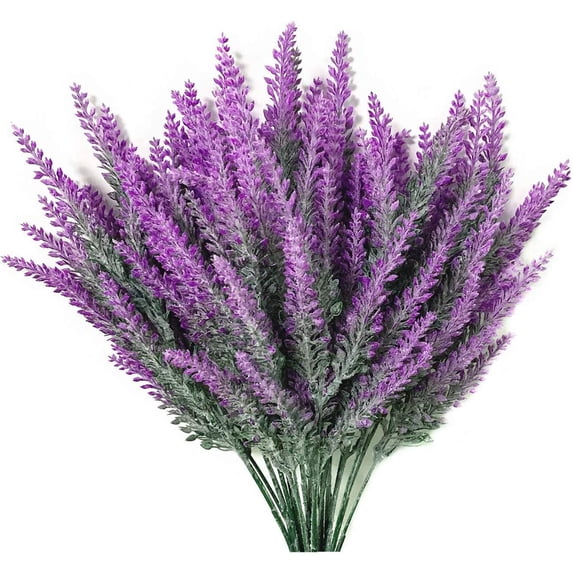 8 Pcs Artificial Lavender Flowers, Plastic Fake Simulation Flower Indoor Outdoor Bridal Bouquet Wedding Home Garden Balcony Patio Floral Arrangement Decoration (Fuchsia)