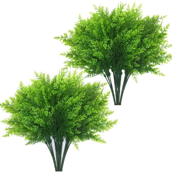 8 Pcs Artificial Shrubs Bushes Fern Plant Plastic Fake Persian Grass Greenery for Wedding Indoor Outdoor Home Garden Office Table Centerpieces Arrangements Decoration