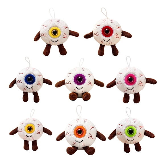 8 Pcs Assorted Halloween Eyeball Plush Doll Pendants, 4Inch Creepy Stuffed Eyeball Hanging Charms, Novelty Horror Themed Ornament for TrickorTreat, Photo Prop, Halloween Party Favor Supplies