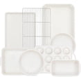 thumbnail image 1 of 8 Pcs Baking Pans Set, Silicone with Metal Reinforced Frame, Nonstick Stackable Carbon Steel Non Toxic Baking Sets for Cooking (Cream), 1 of 4